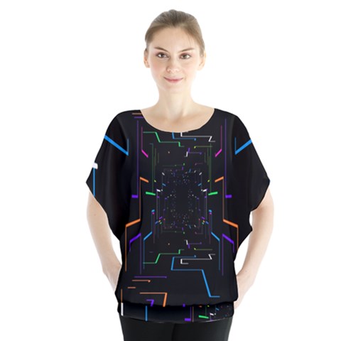 Seamless 3d Animation Digital Futuristic Tunnel Path Color Changing Geometric Electrical Line Zoomin Blouse by Mariart