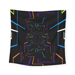 Seamless 3d Animation Digital Futuristic Tunnel Path Color Changing Geometric Electrical Line Zoomin Square Tapestry (small) by Mariart