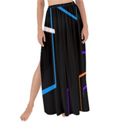 Seamless 3d Animation Digital Futuristic Tunnel Path Color Changing Geometric Electrical Line Zoomin Maxi Chiffon Tie-up Sarong by Mariart