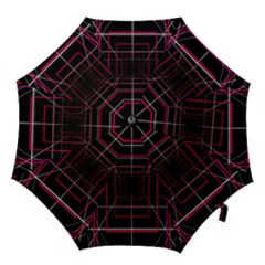 Retro Neon Grid Squares And Circle Pop Loop Motion Background Plaid Hook Handle Umbrellas (medium) by Mariart