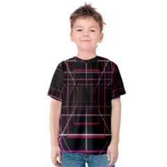 Retro Neon Grid Squares And Circle Pop Loop Motion Background Plaid Kids  Cotton Tee