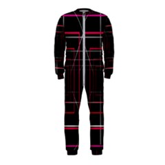 Retro Neon Grid Squares And Circle Pop Loop Motion Background Plaid Onepiece Jumpsuit (kids) by Mariart