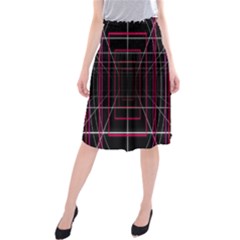 Retro Neon Grid Squares And Circle Pop Loop Motion Background Plaid Midi Beach Skirt by Mariart