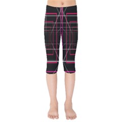 Retro Neon Grid Squares And Circle Pop Loop Motion Background Plaid Kids  Capri Leggings 