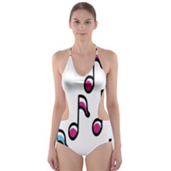 Sound Advice Royalty Free Music Blue Red Cut-out One Piece Swimsuit by Mariart