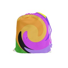 Spiral Digital Pop Rainbow Drawstring Pouches (large) 