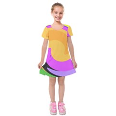 Spiral Digital Pop Rainbow Kids  Short Sleeve Velvet Dress
