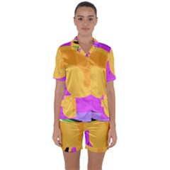 Spiral Digital Pop Rainbow Satin Short Sleeve Pyjamas Set by Mariart