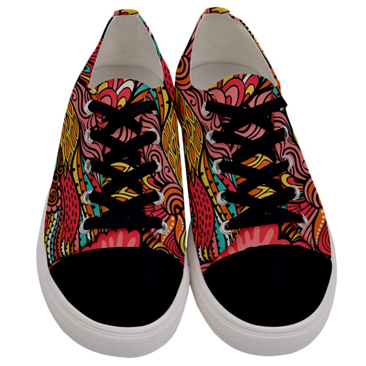 Seamless Texture Abstract Flowers Endless Background Ethnic Sea Art Men s Low Top Canvas Sneakers