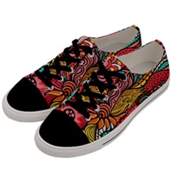 Seamless Texture Abstract Flowers Endless Background Ethnic Sea Art Men s Low Top Canvas Sneakers