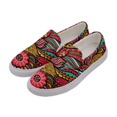 Seamless Texture Abstract Flowers Endless Background Ethnic Sea Art Women s Canvas Slip Ons by Mariart