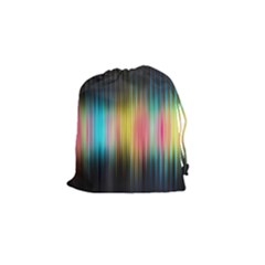 Sound Colors Rainbow Line Vertical Space Drawstring Pouches (small)  by Mariart