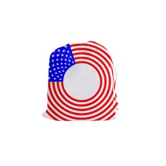 Stars Stripes Circle Red Blue Drawstring Pouches (small)  by Mariart