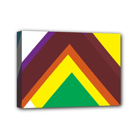 Triangle Chevron Rainbow Web Geeks Mini Canvas 7  X 5 