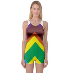 Triangle Chevron Rainbow Web Geeks One Piece Boyleg Swimsuit by Mariart