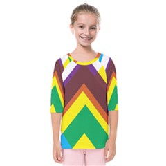 Triangle Chevron Rainbow Web Geeks Kids  Quarter Sleeve Raglan Tee