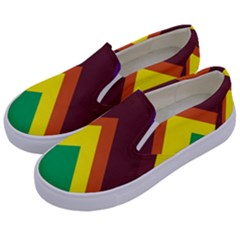 Triangle Chevron Rainbow Web Geeks Kids  Canvas Slip Ons by Mariart