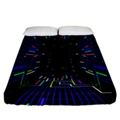 Seamless 3d Animation Digital Futuristic Tunnel Path Color Changing Geometric Electrical Line Zoomin Fitted Sheet (queen Size)