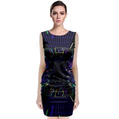 Seamless 3d Animation Digital Futuristic Tunnel Path Color Changing Geometric Electrical Line Zoomin Classic Sleeveless Midi Dress