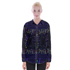 Seamless 3d Animation Digital Futuristic Tunnel Path Color Changing Geometric Electrical Line Zoomin Womens Long Sleeve Shirt
