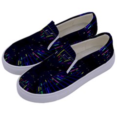 Seamless 3d Animation Digital Futuristic Tunnel Path Color Changing Geometric Electrical Line Zoomin Kids  Canvas Slip Ons by Mariart