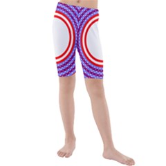 Stars Stripes Circle Red Blue Space Round Kids  Mid Length Swim Shorts