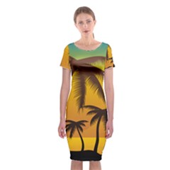 Sunset Summer Classic Short Sleeve Midi Dress