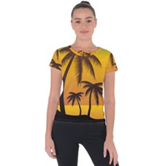Sunset Summer Short Sleeve Sports Top  by Mariart