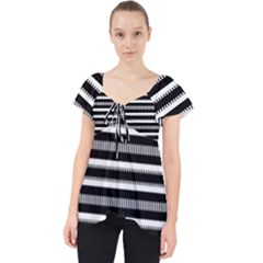 Tribal Stripes Black White Lace Front Dolly Top