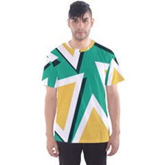 Triangles Texture Shape Art Green Yellow Men s Sports Mesh Tee
