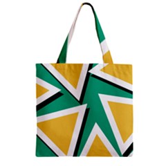 Triangles Texture Shape Art Green Yellow Zipper Grocery Tote Bag