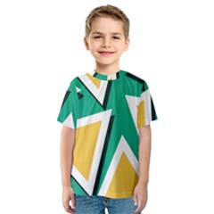 Triangles Texture Shape Art Green Yellow Kids  Sport Mesh Tee