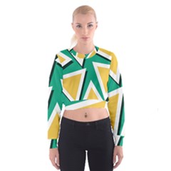 Triangles Texture Shape Art Green Yellow Cropped Sweatshirt