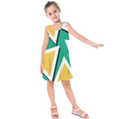 Triangles Texture Shape Art Green Yellow Kids  Sleeveless Dress