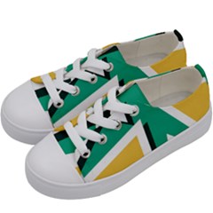 Triangles Texture Shape Art Green Yellow Kids  Low Top Canvas Sneakers by Mariart