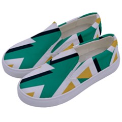 Triangles Texture Shape Art Green Yellow Kids  Canvas Slip Ons by Mariart