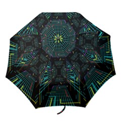 Seamless 3d Animation Digital Futuristic Tunnel Path Color Changing Geometric Electrical Line Zoomin Folding Umbrellas