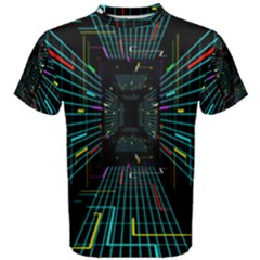Seamless 3d Animation Digital Futuristic Tunnel Path Color Changing Geometric Electrical Line Zoomin Men s Cotton Tee by Mariart