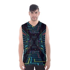 Seamless 3d Animation Digital Futuristic Tunnel Path Color Changing Geometric Electrical Line Zoomin Men s Basketball Tank Top