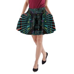 Seamless 3d Animation Digital Futuristic Tunnel Path Color Changing Geometric Electrical Line Zoomin A-line Pocket Skirt by Mariart