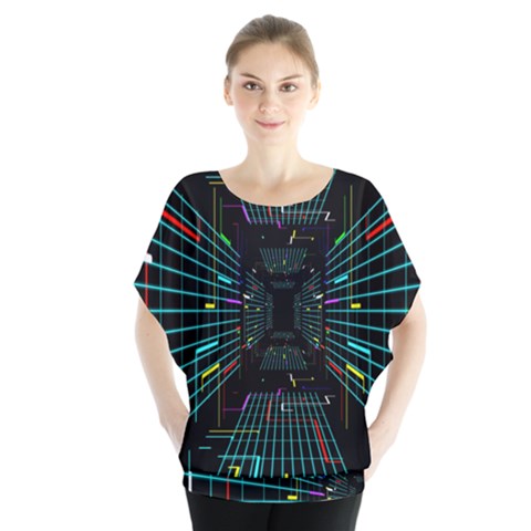 Seamless 3d Animation Digital Futuristic Tunnel Path Color Changing Geometric Electrical Line Zoomin Blouse by Mariart