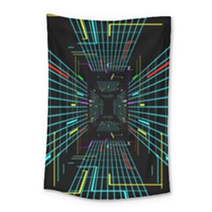 Seamless 3d Animation Digital Futuristic Tunnel Path Color Changing Geometric Electrical Line Zoomin Small Tapestry by Mariart