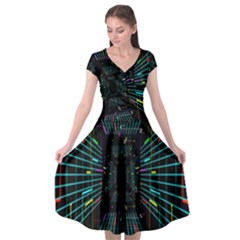 Seamless 3d Animation Digital Futuristic Tunnel Path Color Changing Geometric Electrical Line Zoomin Cap Sleeve Wrap Front Dress by Mariart