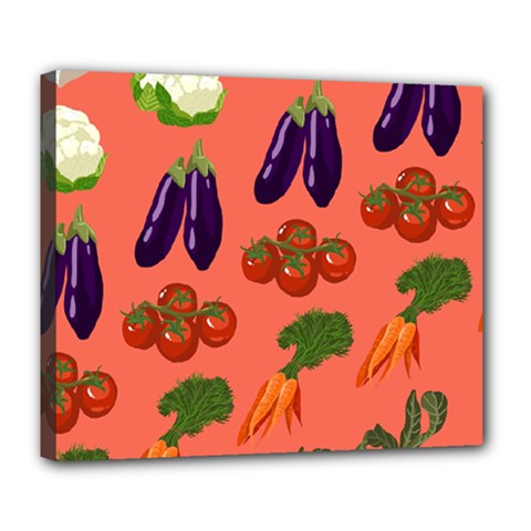 Vegetable Carrot Tomato Pumpkin Eggplant Deluxe Canvas 24  X 20   by Mariart