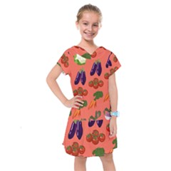 Vegetable Carrot Tomato Pumpkin Eggplant Kids  Drop Waist Dress by Mariart