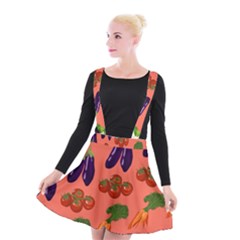 Vegetable Carrot Tomato Pumpkin Eggplant Suspender Skater Skirt by Mariart