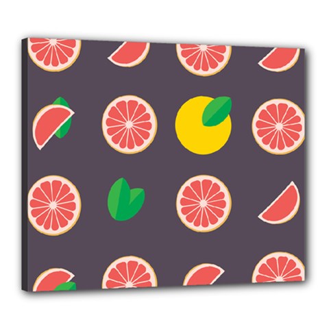 Wild Textures Grapefruits Pattern Lime Orange Canvas 24  X 20 