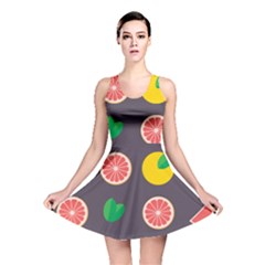 Wild Textures Grapefruits Pattern Lime Orange Reversible Skater Dress by Mariart