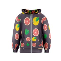 Wild Textures Grapefruits Pattern Lime Orange Kids  Zipper Hoodie