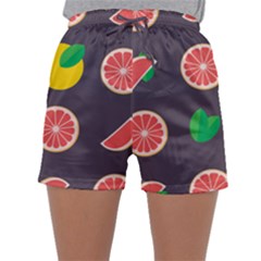 Wild Textures Grapefruits Pattern Lime Orange Sleepwear Shorts